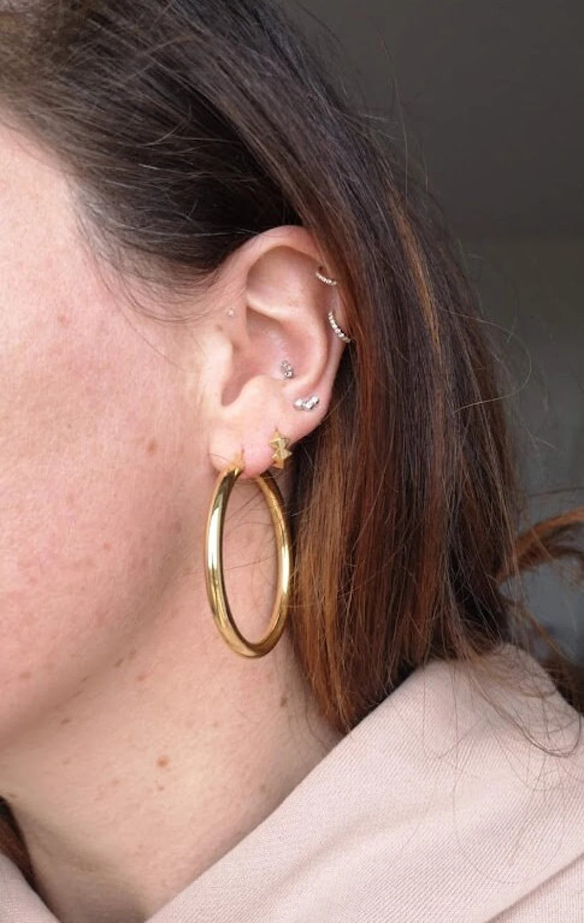GOLD HOOPS - 50 mm hoops in solid 14K yellow gold