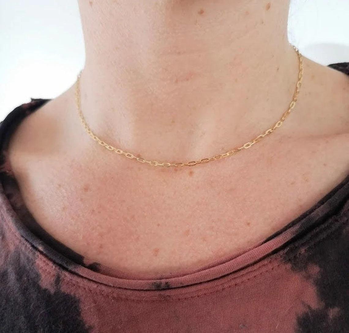 GOLD chain - Paper Clip chain solid 10K yellow gold