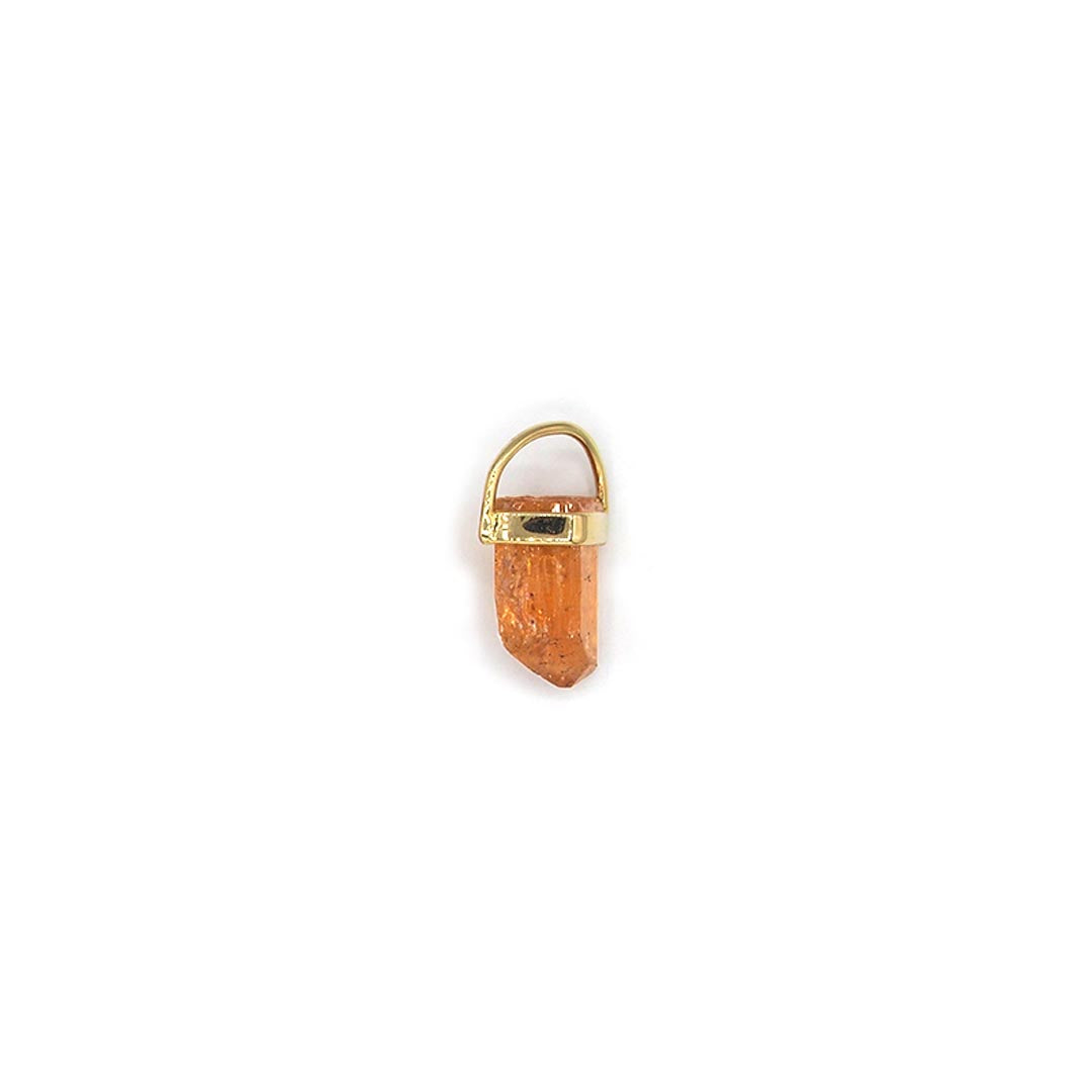 Imperial topaz rough crystal pendant in 14K yellow gold