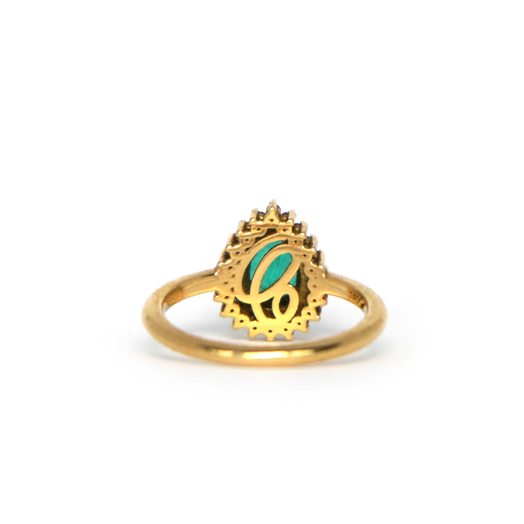 Cocktail Ring Peacock Emerald - 18K gold Emerald, Alexandrites and diamonds