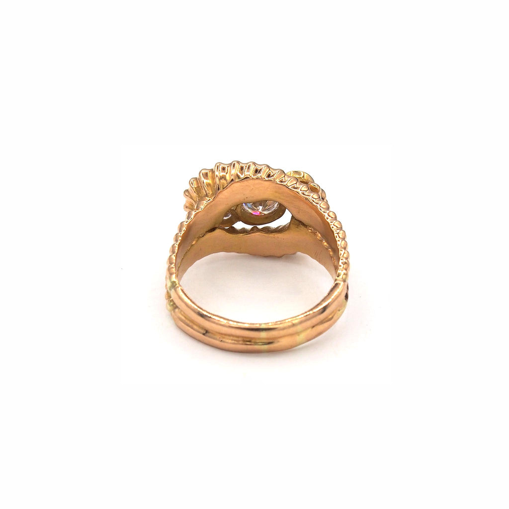 Back view of Lico Jewelry vintage 18K mid century diamond ring