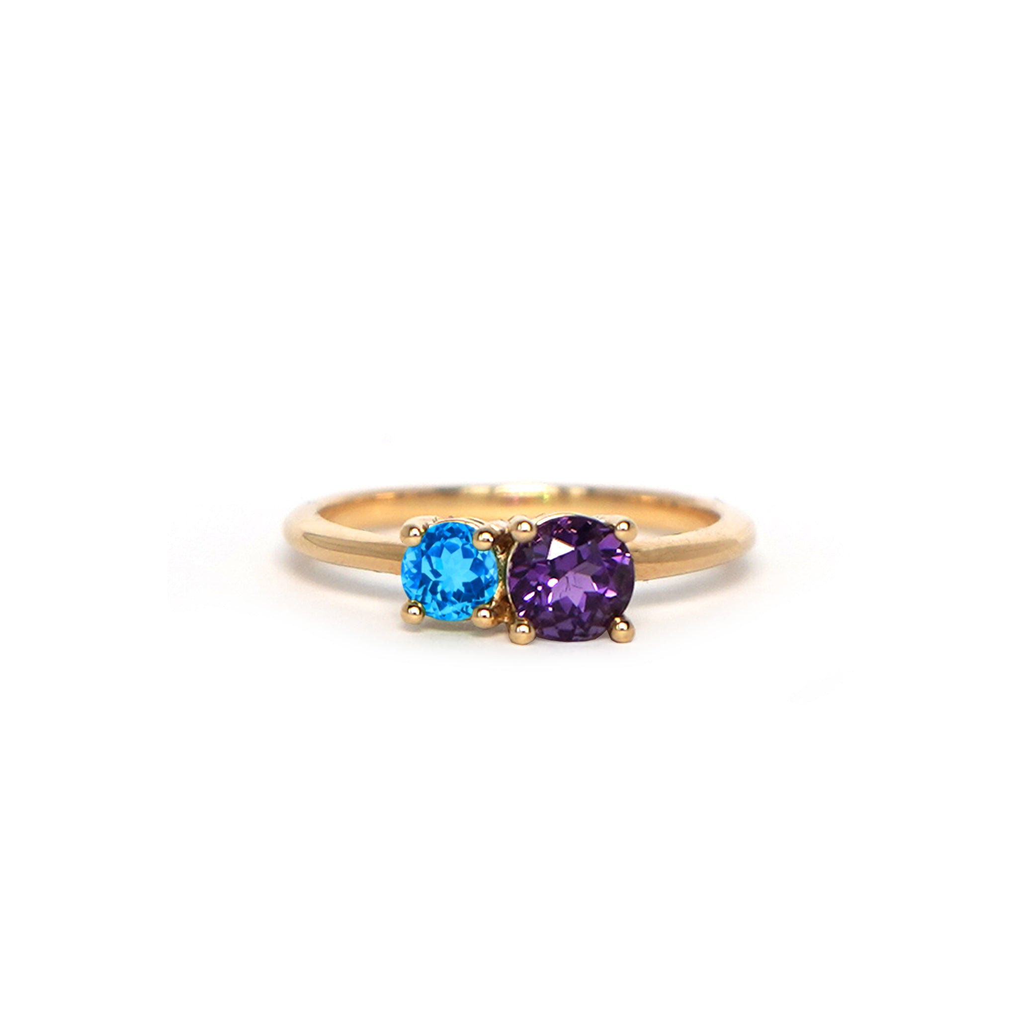 Lico Jewelry Lost Galaxy Ring with Amethyst and Swiss blue topaz on yellow gold