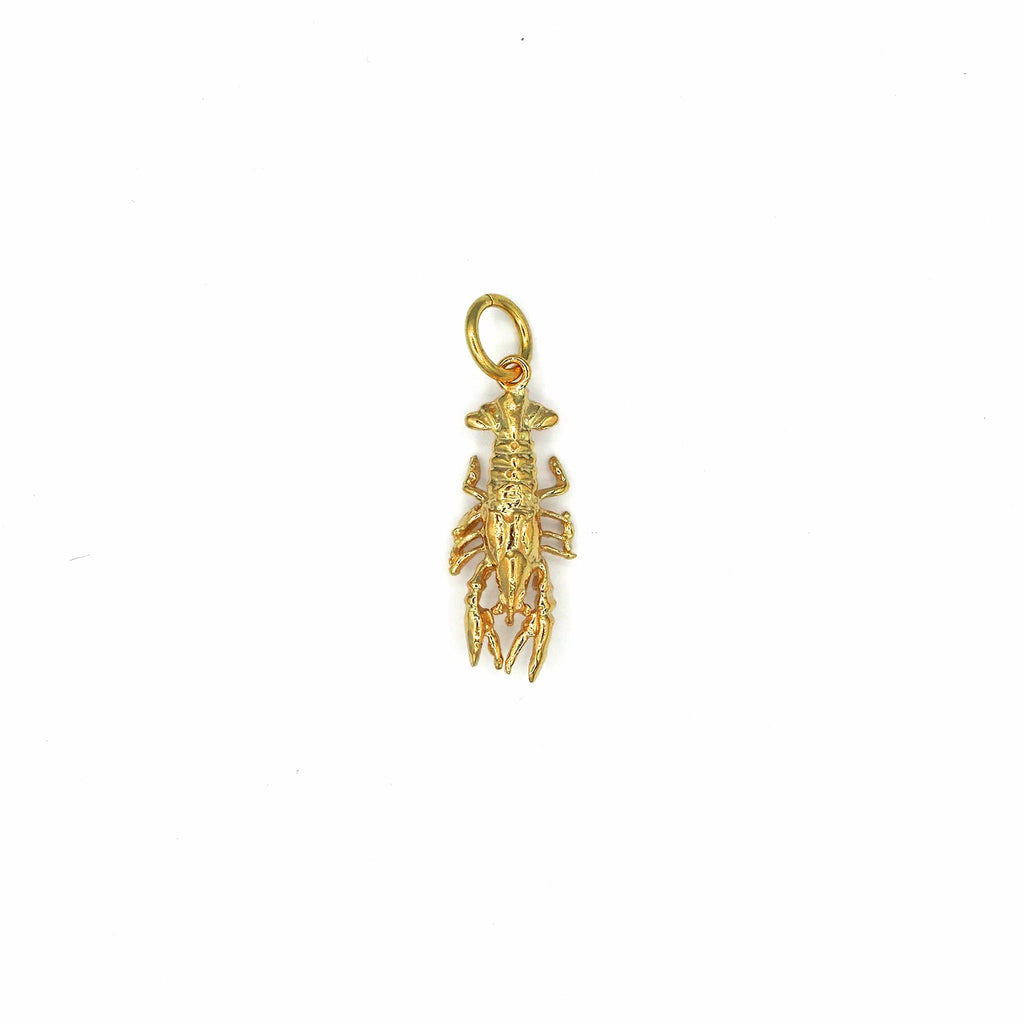 Solid 14K yellow gold lobster charm on white background - Lico Jewelry, Montreal
